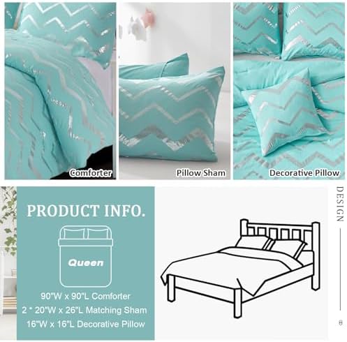Menghomeus Aqua Comforter Set Queen Size