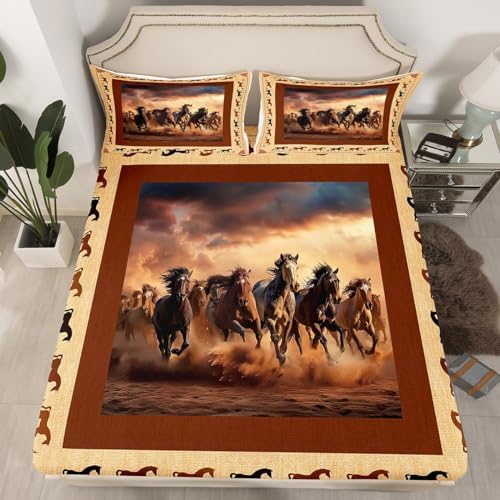 Feelyou King Size Horse Bed Sheet Set with Deep Pockets