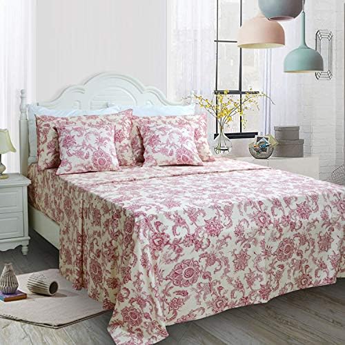 FADFAY Red Floral Bedding 4 Piece Twin XL Set