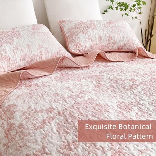 WONGS BEDDING Queen Size Quilt Set 3 Pieces Pink Floral