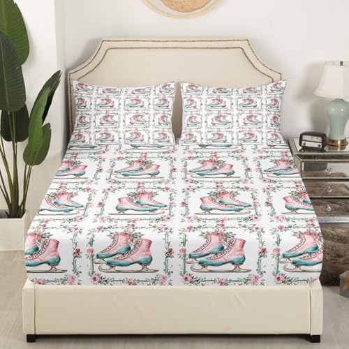 Manfei Ice Skates Fitted Sheet Set Twin Size 1