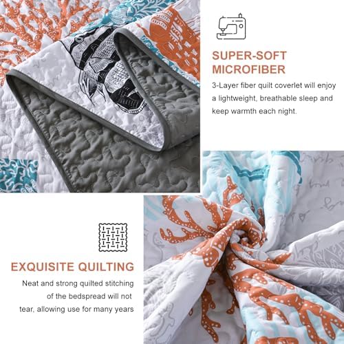 Djoymock Coastal King Quilt Set 3 Piece
