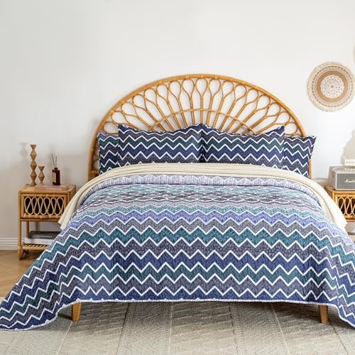 LIRISDOM Bohemian Quilt Set Queen 3 Piece Paisley Bedspread Set