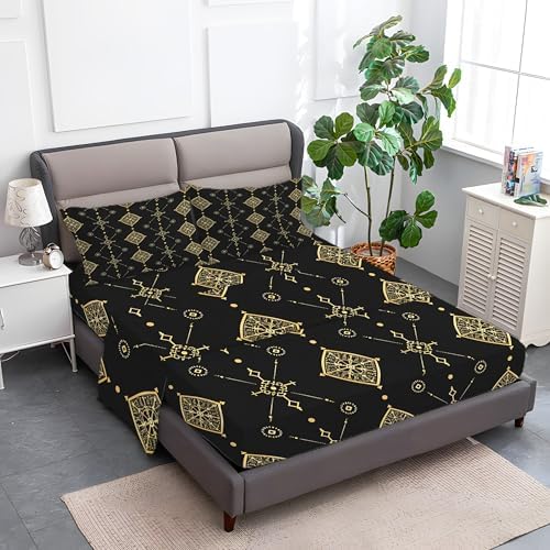 Twin Fitted Sheet Set with 16 Deep Pocket and 2 Pillowcases