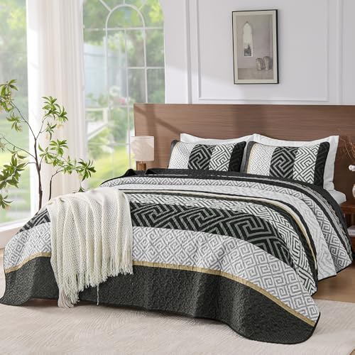 WONGS BEDDING Quilt Set Queen Size Black