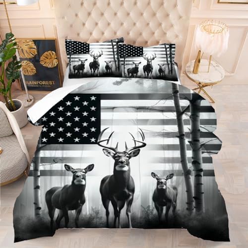 Kxry USA Flag Comforter Set King Size