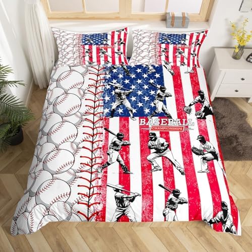 Red Blue Stars and Stripes Duvet Cover Set for Boys