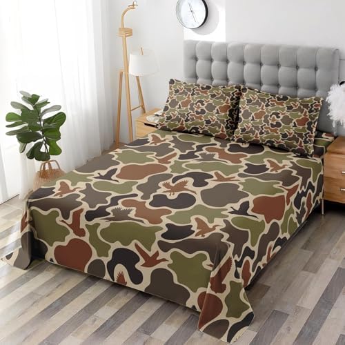 Zzzboro 4 Pcs Fitted Sheet Set King Size Camouflage