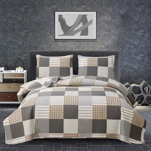 Jessy Home Plaid Quilt Set Queen Size