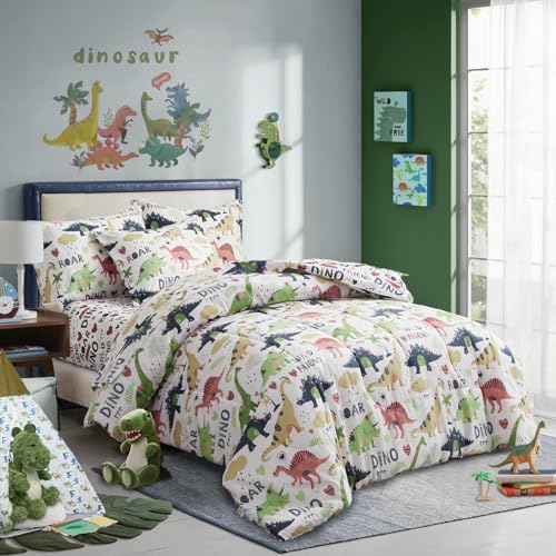 Joyreap 7-Piece Queen Bed in a Bag with Dinosaur Print