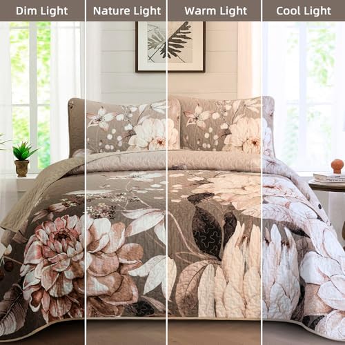 Drucon Floral Quilt Set Queen Size 3 Pieces