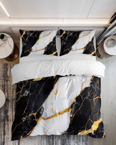 ZOE GARDEN Black Marble Duvet Cover Set 3 Pieces