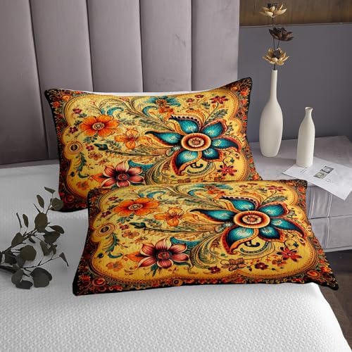 Erosebridal Boho Floral Quilt Set Twin 68x90