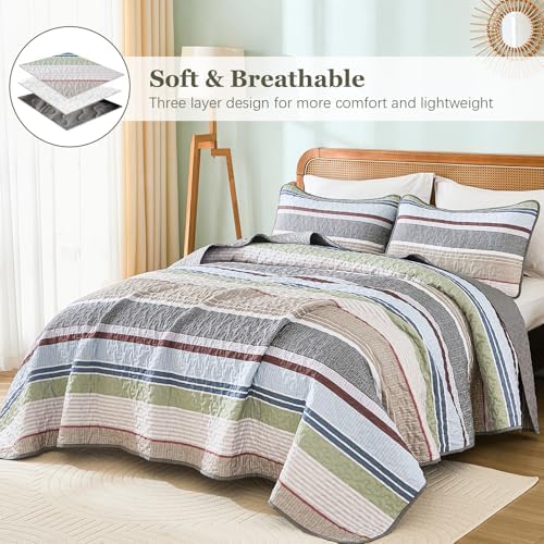 Dintszyayue King Size Quilt Set Sage Grey 3 Pieces 1