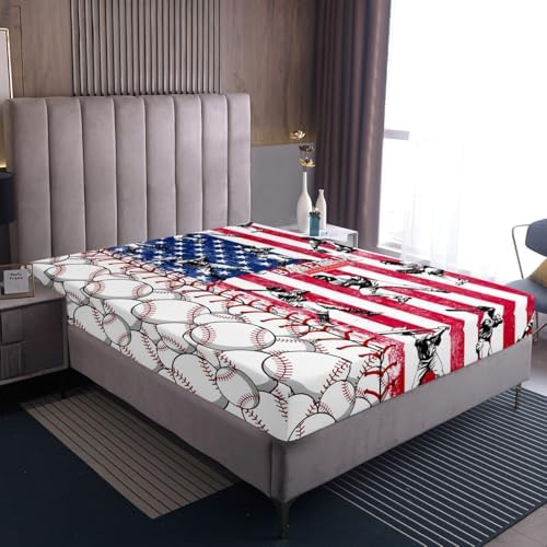 Erosebridal Baseball Bat Flag Fitted Sheet Set