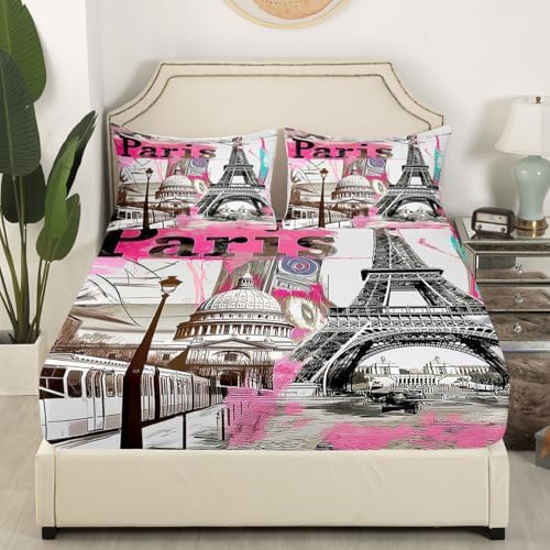 Manfei Eiffel Tower Kids Fitted Sheet Set