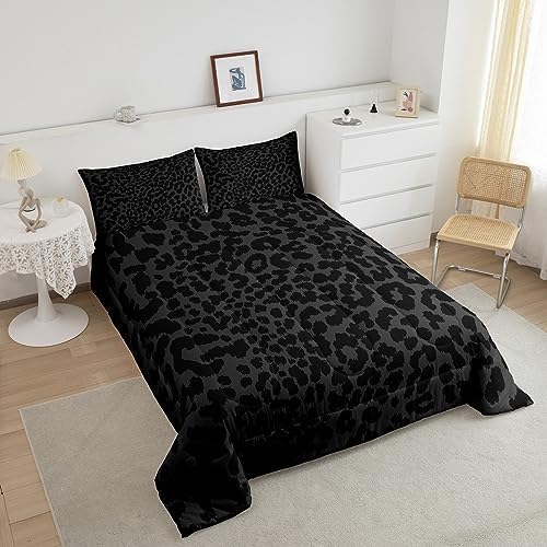 Manfei Leopard Print Comforter Set Queen Size 1
