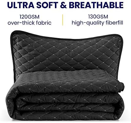 SLEEP ZONE Reversible Quilt Set - Black Diamond Pattern