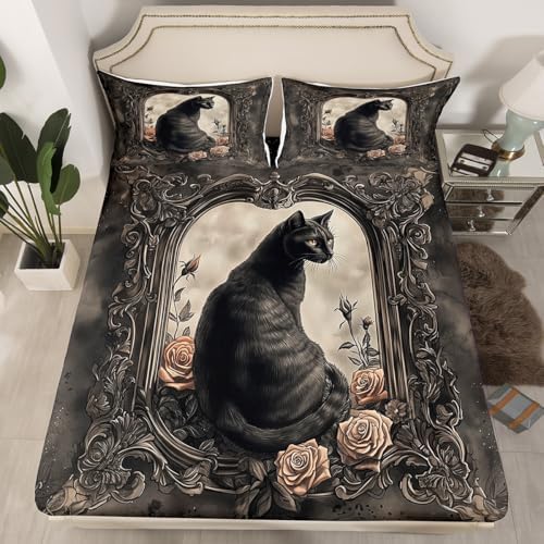 Manfei Black Cat Kids Sheet Twin Set