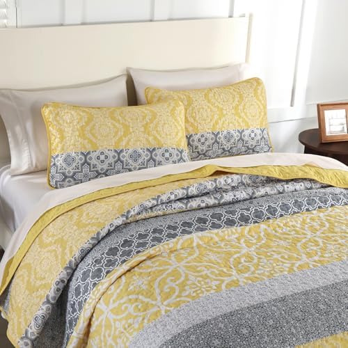 DJY Queen Size Boho Quilt Set with Pillowcases
