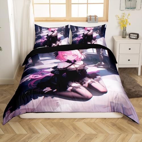 Manfei Kawaii Princess Duvet Cover Set Twin Size 2Pcs