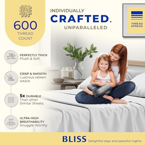 THREAD SPREAD 600 TC Egyptian Cotton Twin XL Sheet Set 3 PC