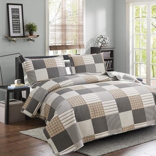 Jessy Home Plaid Quilt Set Queen Size