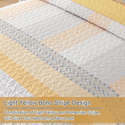 WONGS BEDDING Boho Yellow Stripe Quilt Set Twin Size 2 Piece