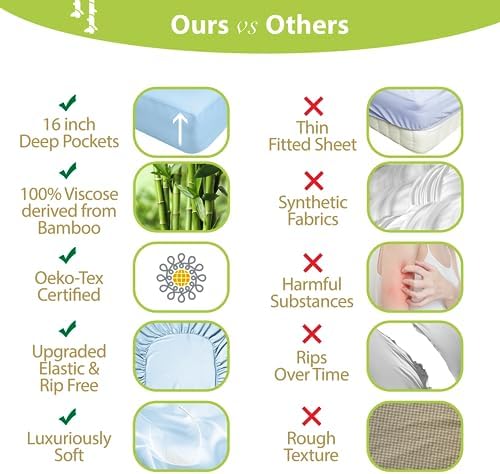 BAMPURE Luxury Bamboo Queen Sheet Set - Super Soft Cooling 100 Viscose