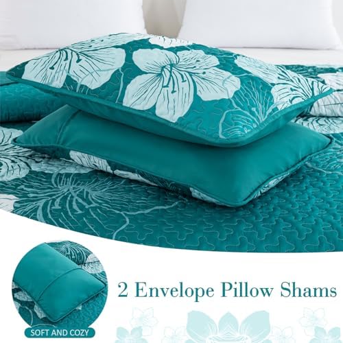 DJYO Gradient Green Floral Quilt Set 3 Piece