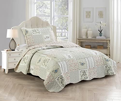 Brilliant Sunshine Grey Cupid and Pink Rose Quilt Set