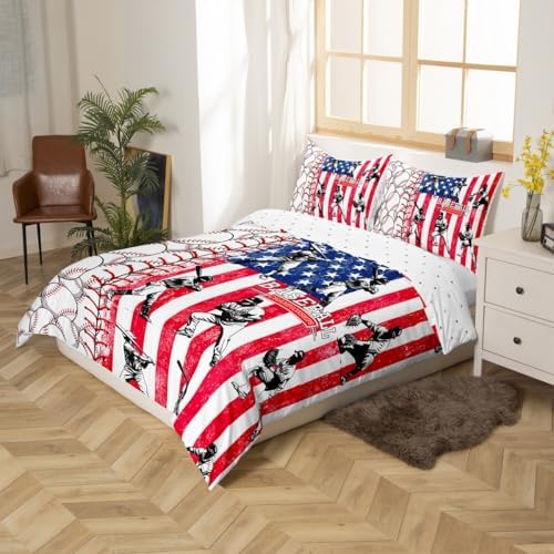 Red Blue Stars and Stripes Duvet Cover Set for Boys