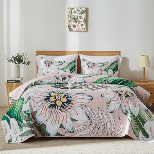 Yogeneg Queen Quilt Bedding Set With Floral Pattern