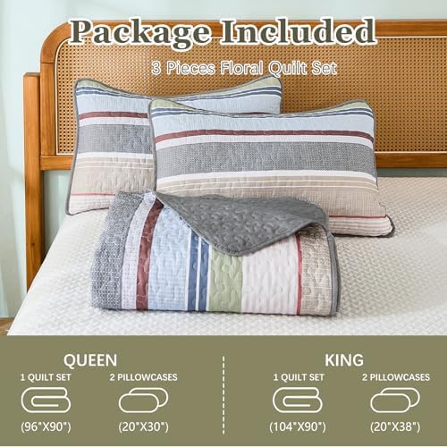 Dintszyayue King Size Quilt Set Sage Grey 3 Pieces 1