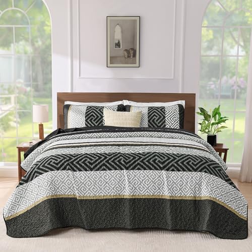 WONGS BEDDING Quilt Set Queen Size Black