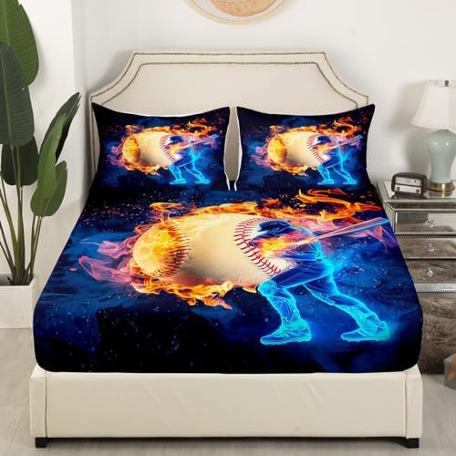 Erosebridal Baseball Bed Sheet Set for Girls