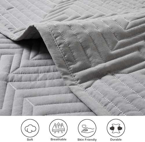 Oli Anderson Grey Queen Quilt Set with Pillow Shams