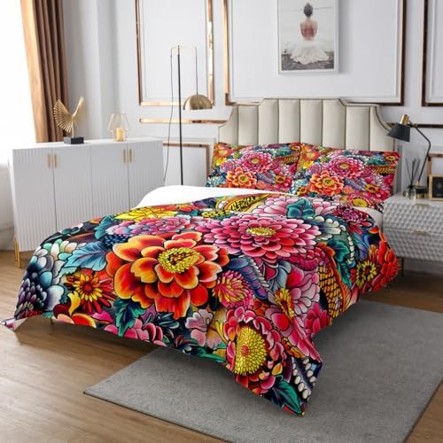 Erosebridal Boho Floral Quilted Bedspread Set