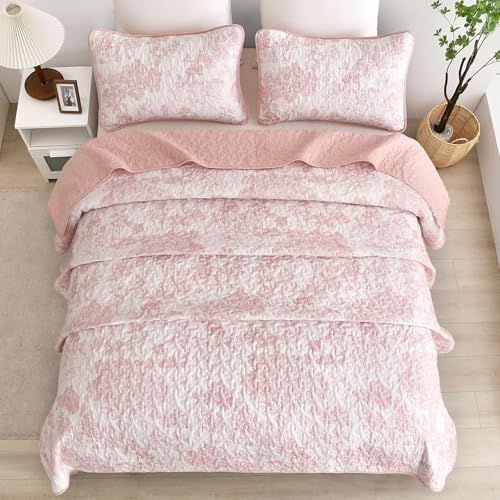 WONGS BEDDING Queen Size Quilt Set 3 Pieces Pink Floral