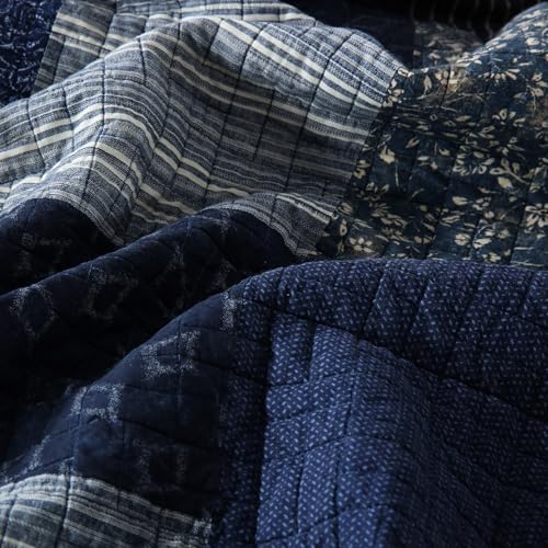 mixinni Navy Blue Quilt Set Queen Size 3-Piece