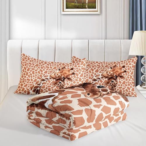 QOOMO Cartoon Giraffe Comforter Set Queen Size