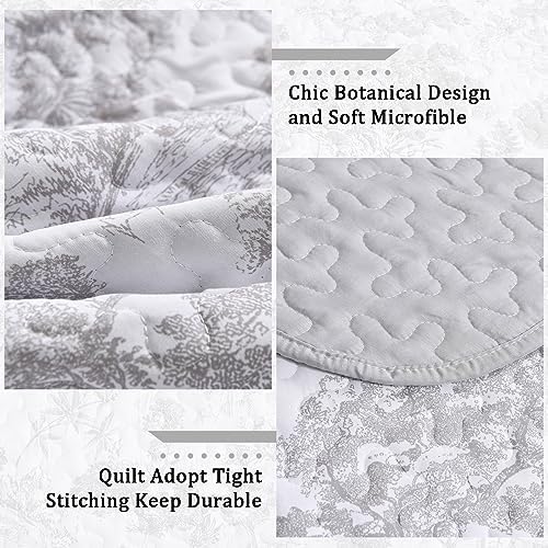 WONGS BEDDING Grey Quilt Set Queen 3 Piece Reversible