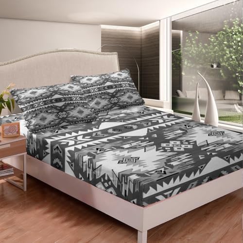Feelyou Grey Geometric Kids Sheet Set King Size