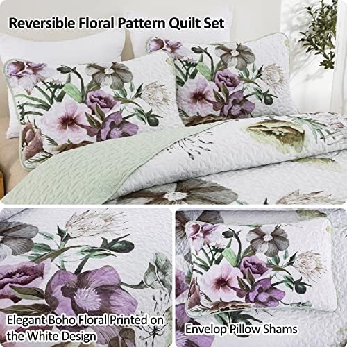 Drucon Floral Quilt Set 3 Piece King Size Boho