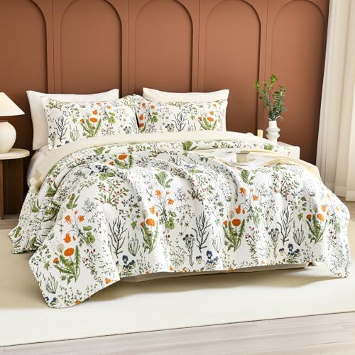 Sanracie Cotton Floral King Quilt Set Yello