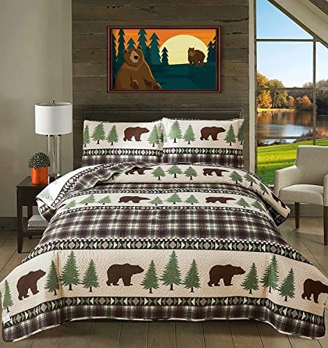 CHESITY Queen Size 3Pcs Quilt Set Farmhouse Decor