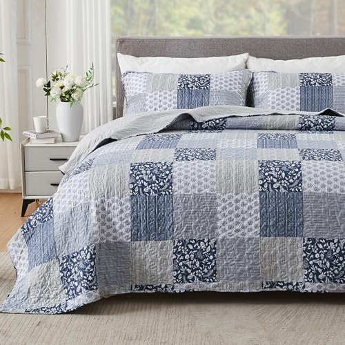Cozyholy Alaska King Quilt Set 3 Pcs Reversible Patchwork