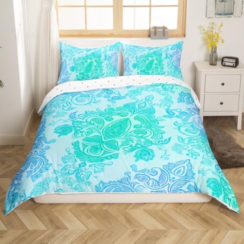 Erosebridal Boho Duvet Cover Set Teal Blue Green