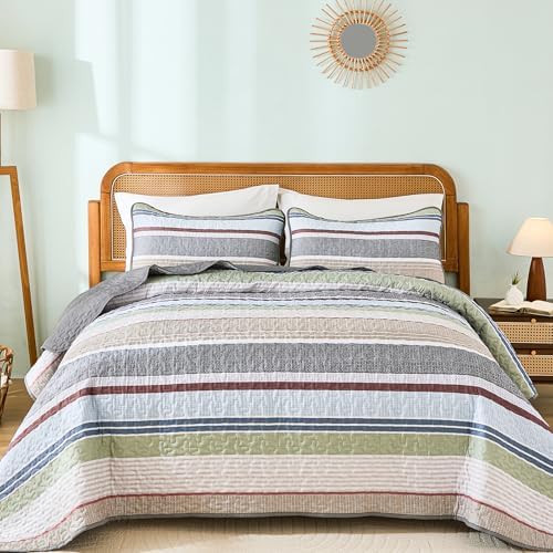 Dintszyayue King Size Quilt Set Sage Grey 3 Pieces 1