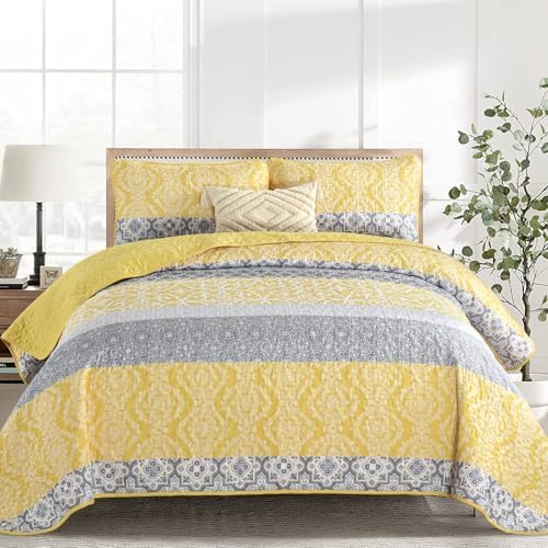 DJY Queen Size Boho Quilt Set with Pillowcases